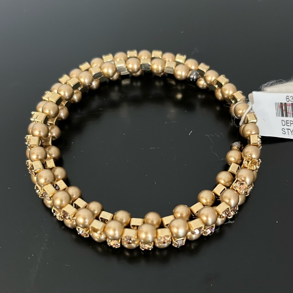Charter Club Gold Beaded Rhinestone Coil Wrap Bracelet NWT
